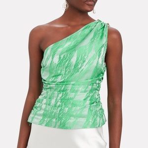 Ganni one shoulder jacquard top